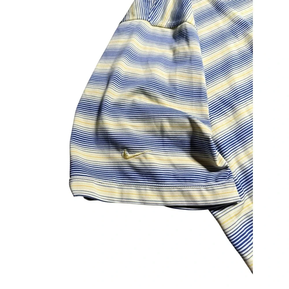 Nike Golf Mens XL Dri-FIT UV Striped Polo Shirt Blue Yellow Short Sleeve